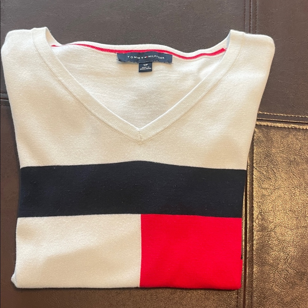 Tommy Hilfiger Red and Black Striped Sweater - Picture 2 of 7